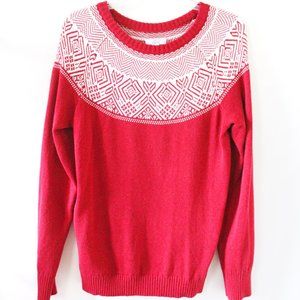 Croft & Barrow Red & White Cable Knit Sweater